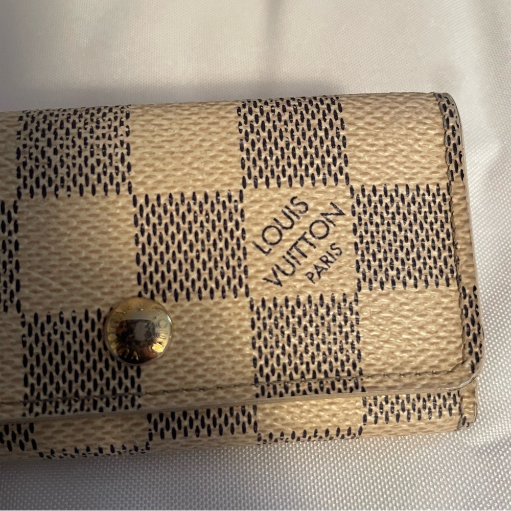 LOUIS VUITTON Damier Azur Multicles Key Holder Key Ring LV Cream Gray Checkered - Picture 3 of 14